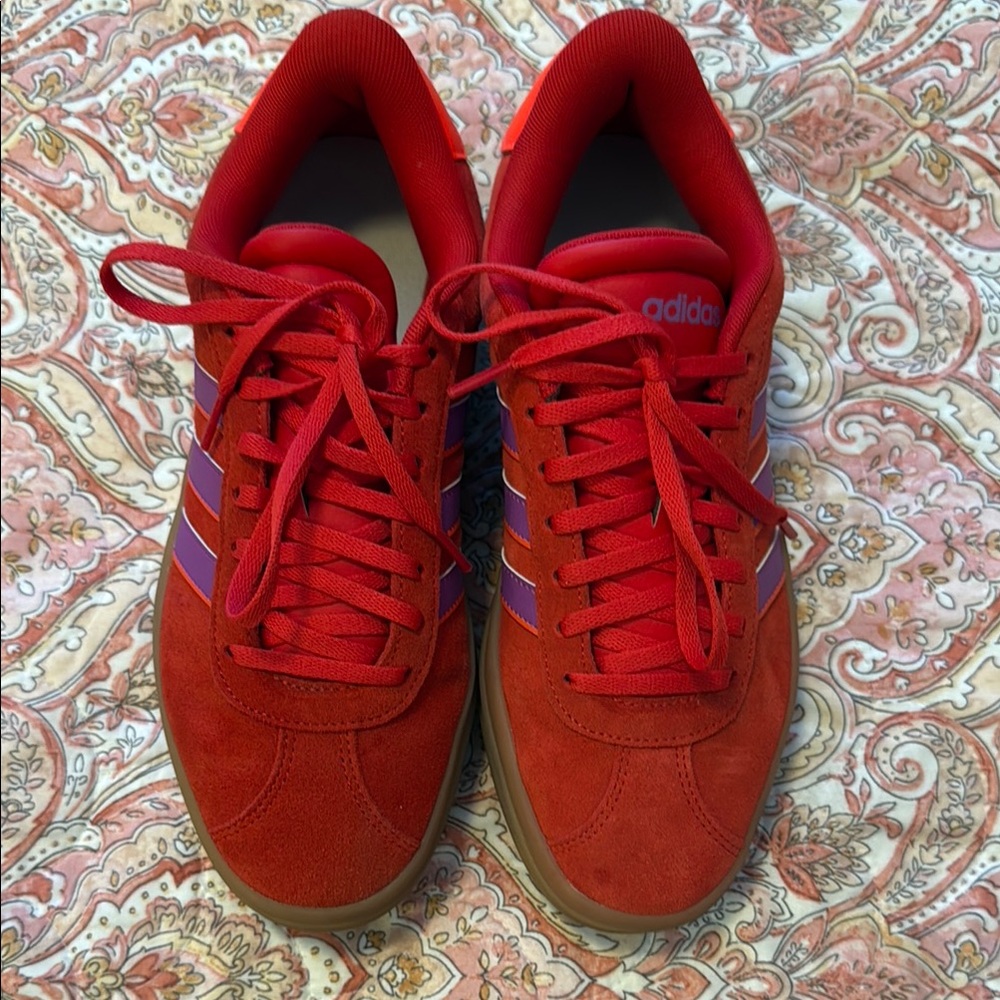 Adidas Red and Purple Sneakers Suede Classic